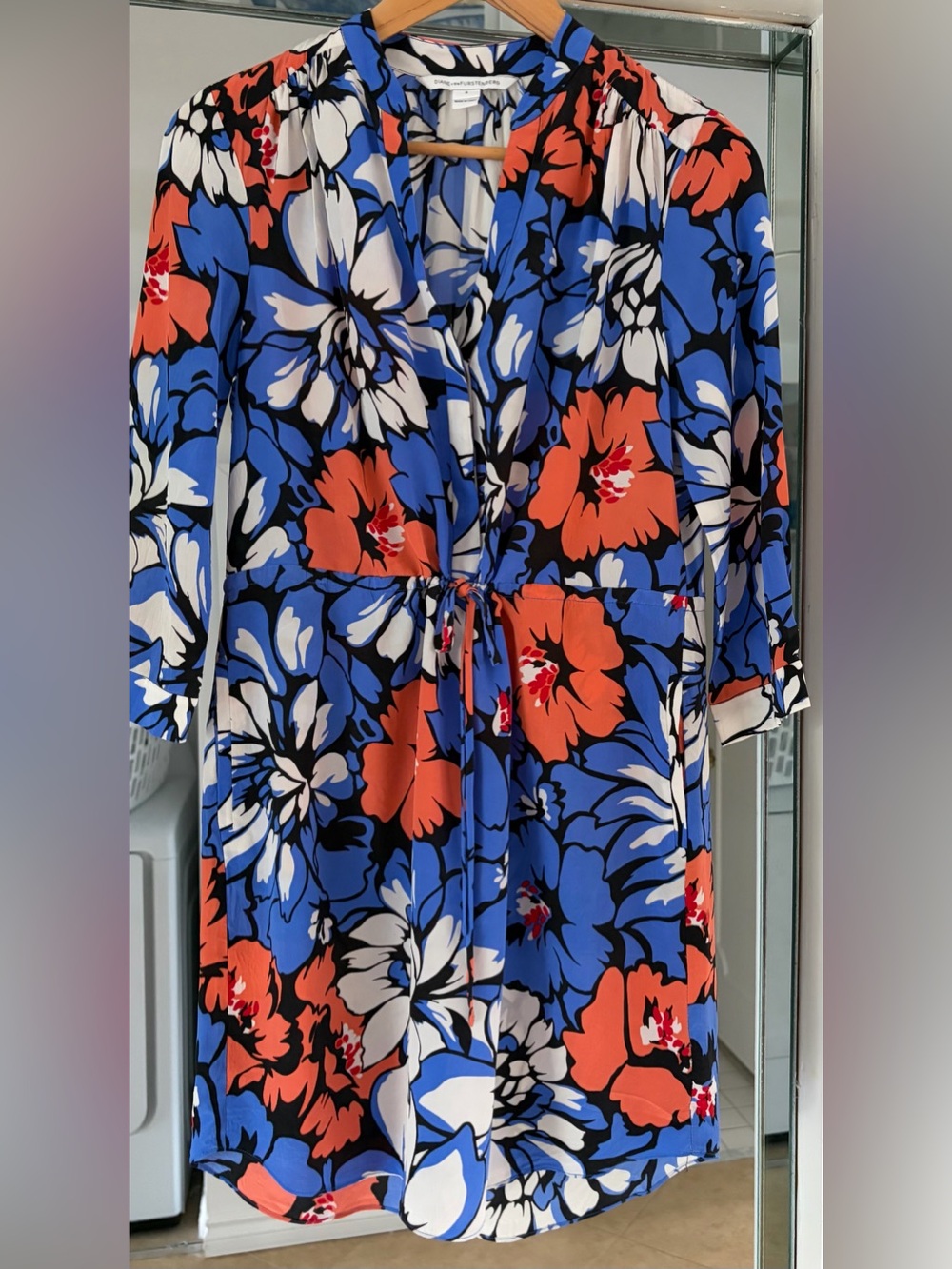 Diane Von Furstenberg Blue, Orange & White Floral Dress